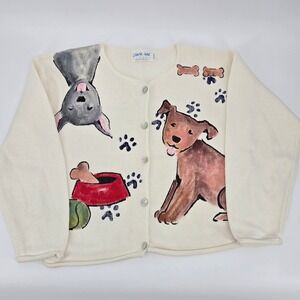 Diane Wat Design Hand Painted Dog Cardigan S/M Artisanal Whimsigoth‎ Dog Mom